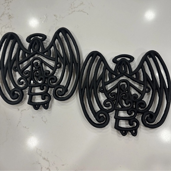 Other - Black Cast Iron Angel Trivets Set